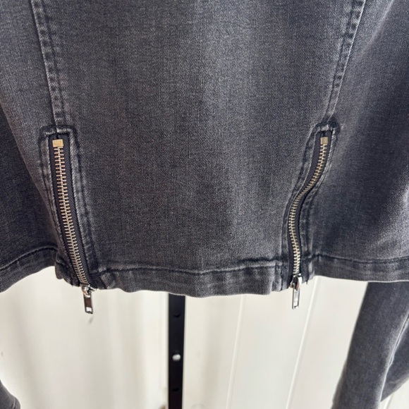 Free People James Dean Crop Moto Jacket Washed Black Womens Medium Cotton Blend - Picture 3 of 10